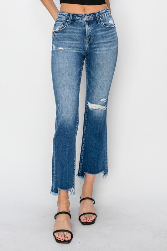 Riley Frayed Step Hem Ankle Straight Jeans