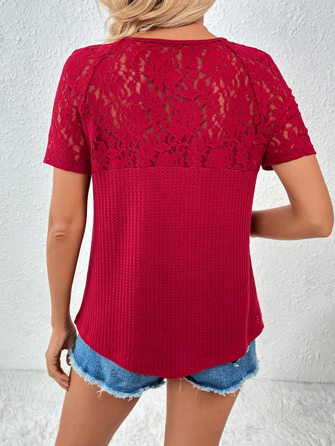 Lace Detail V-Neck T-Shirt