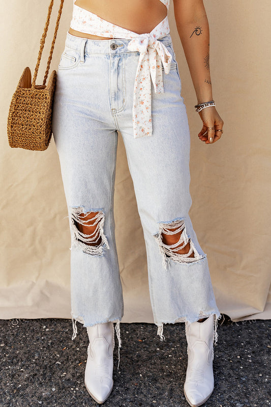 Savannah Raw Hem Jeans with Pockets