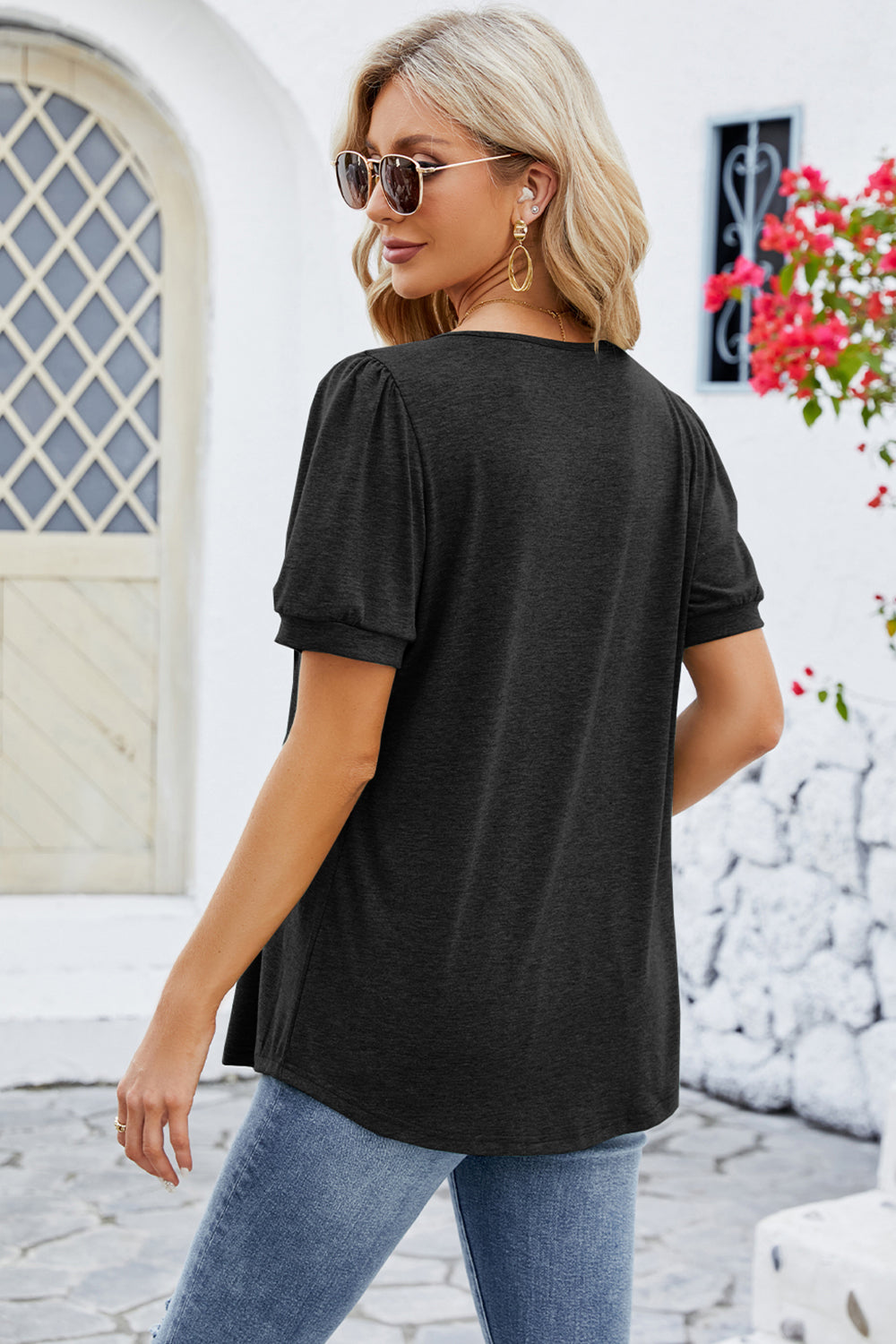 Ruched Scoop Neck Blouse