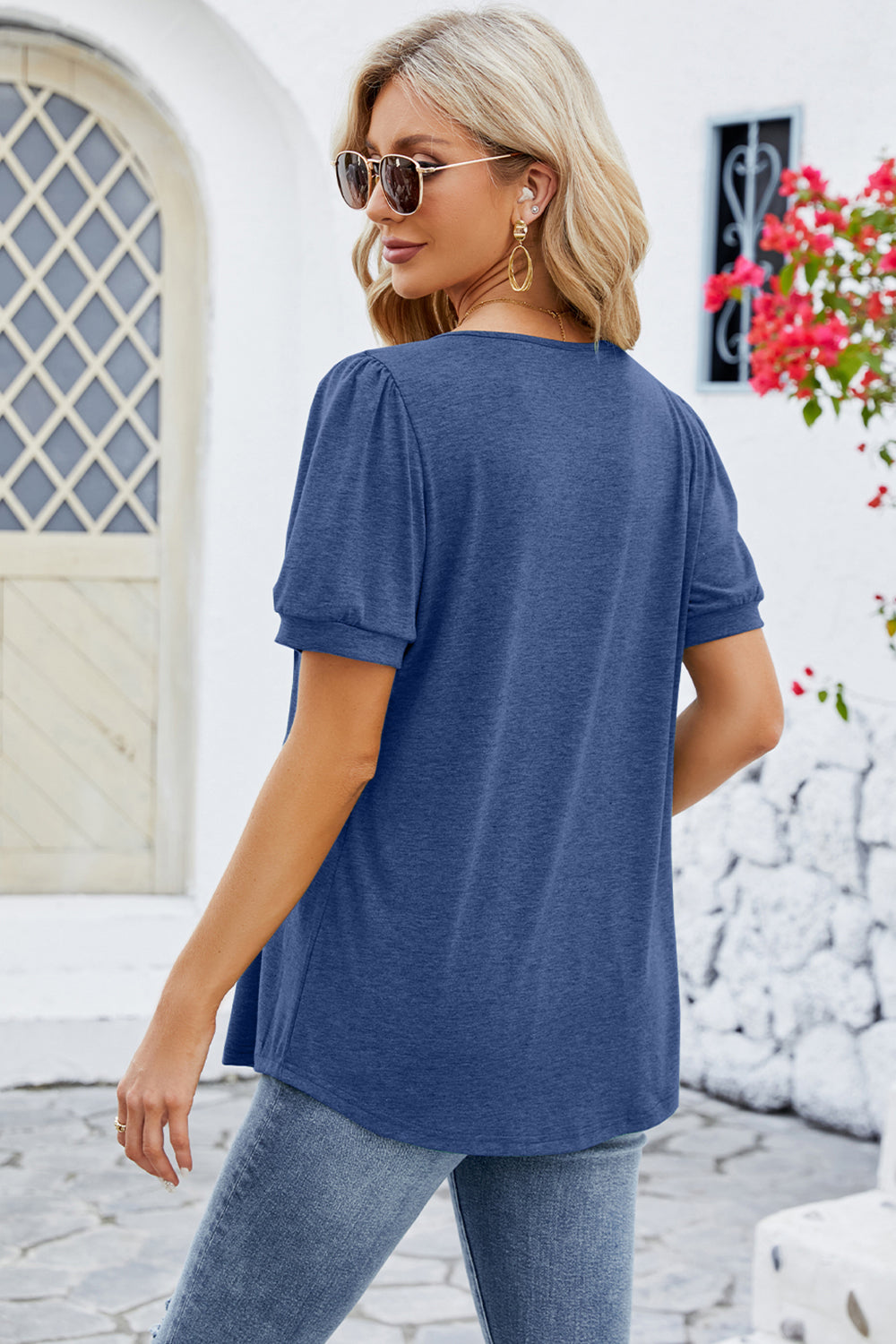 Ruched Scoop Neck Blouse