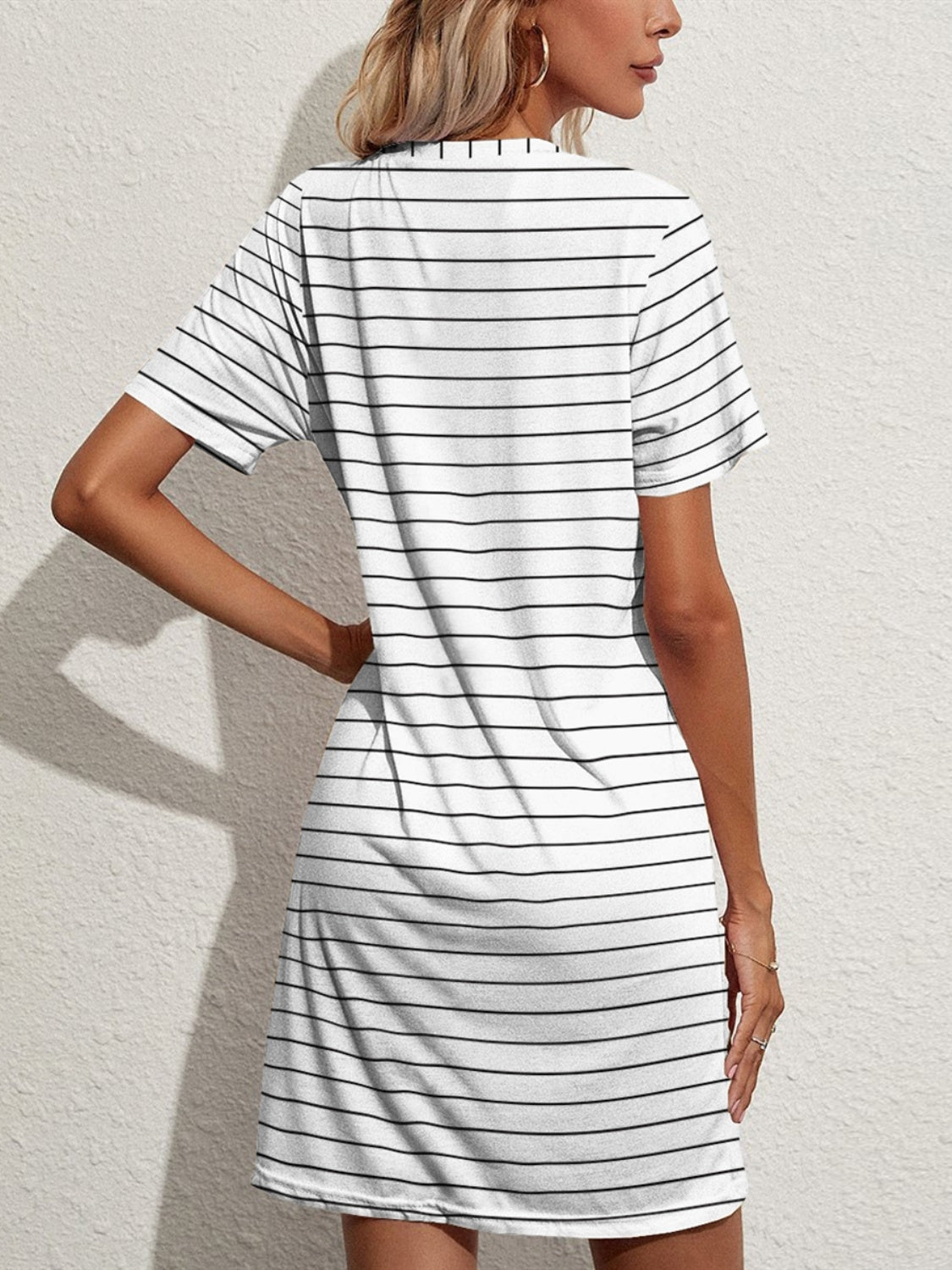 Pocketed Striped Tshirt Dress