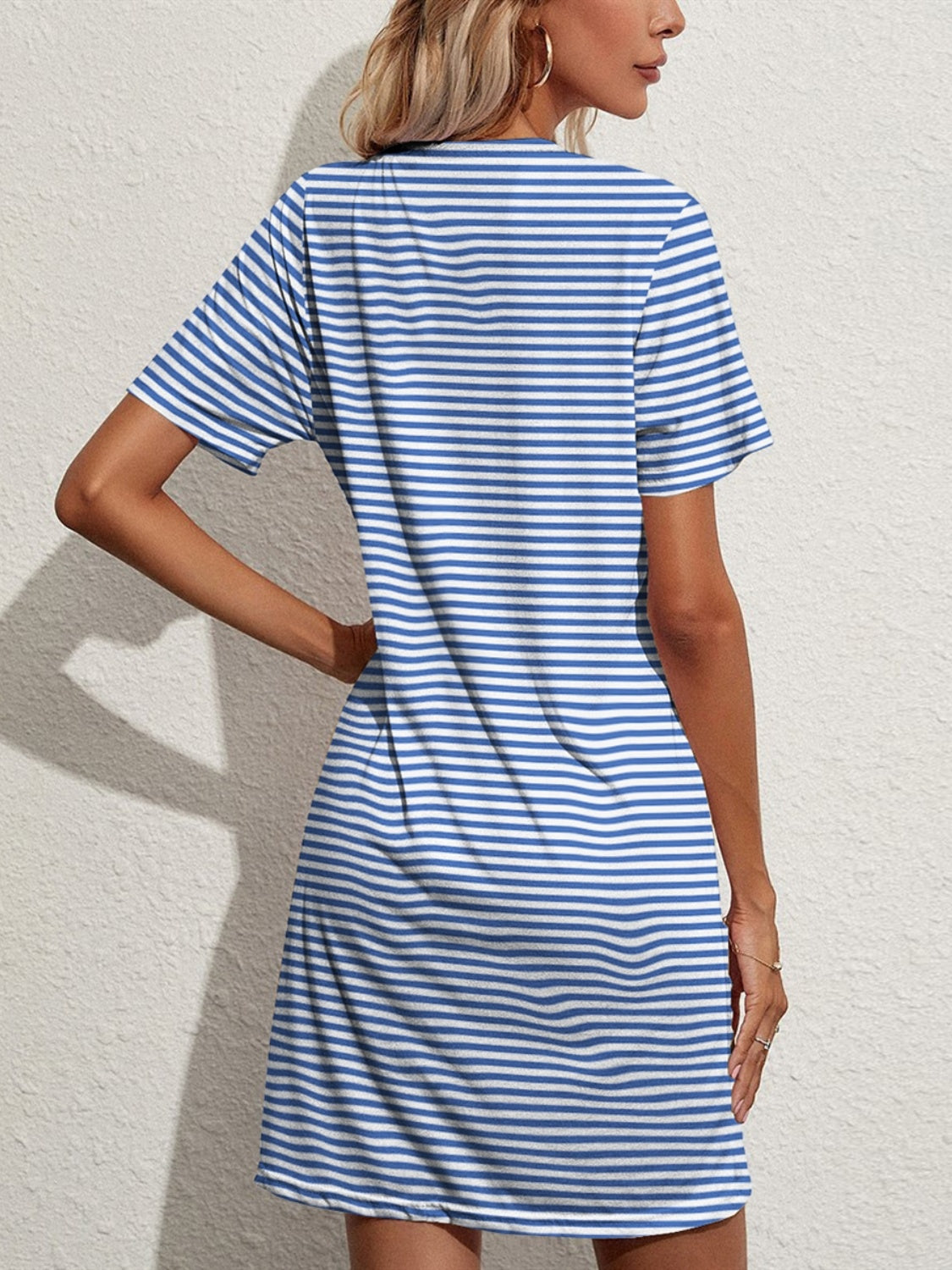 Pocketed Striped Tshirt Dress