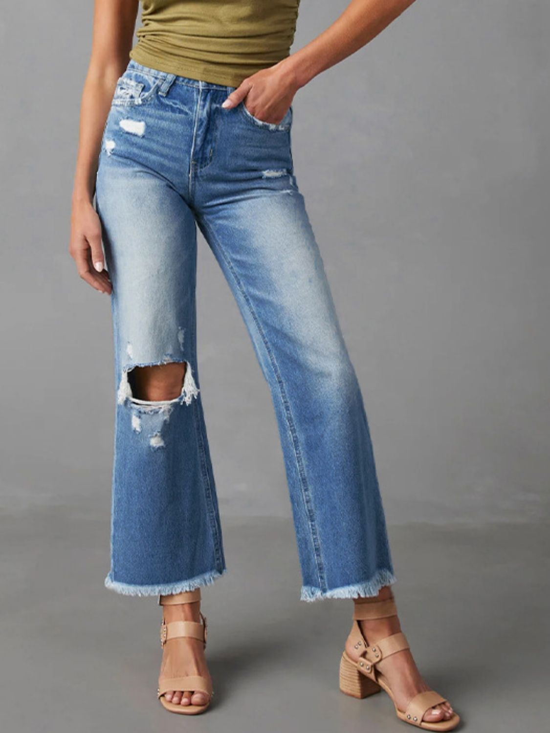 Karlita Raw Hem Jeans with Pockets