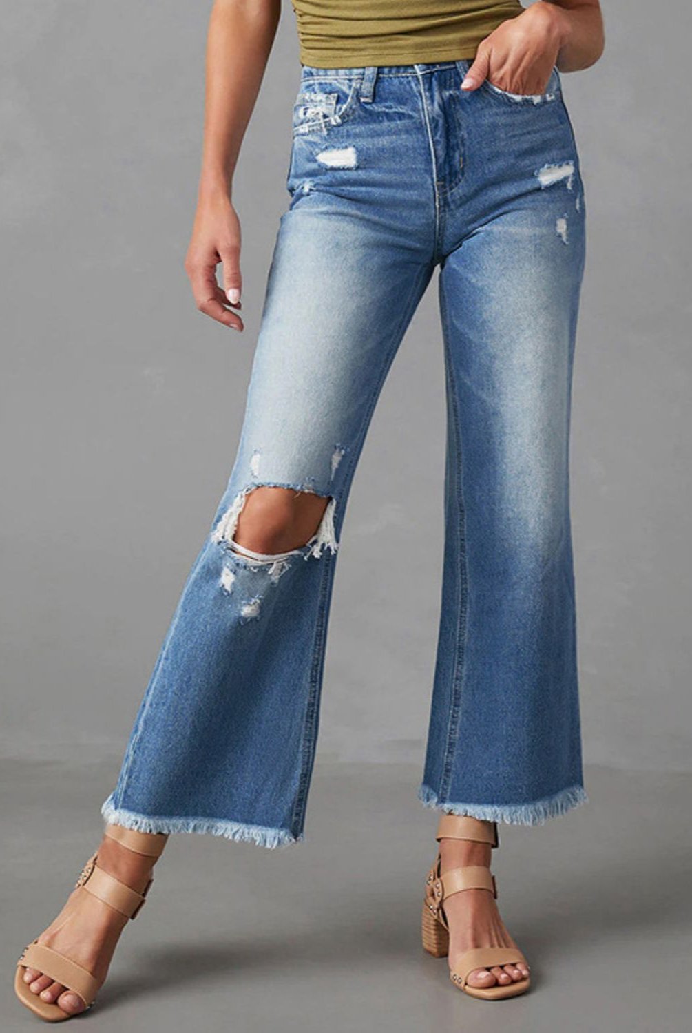 Karlita Raw Hem Jeans with Pockets