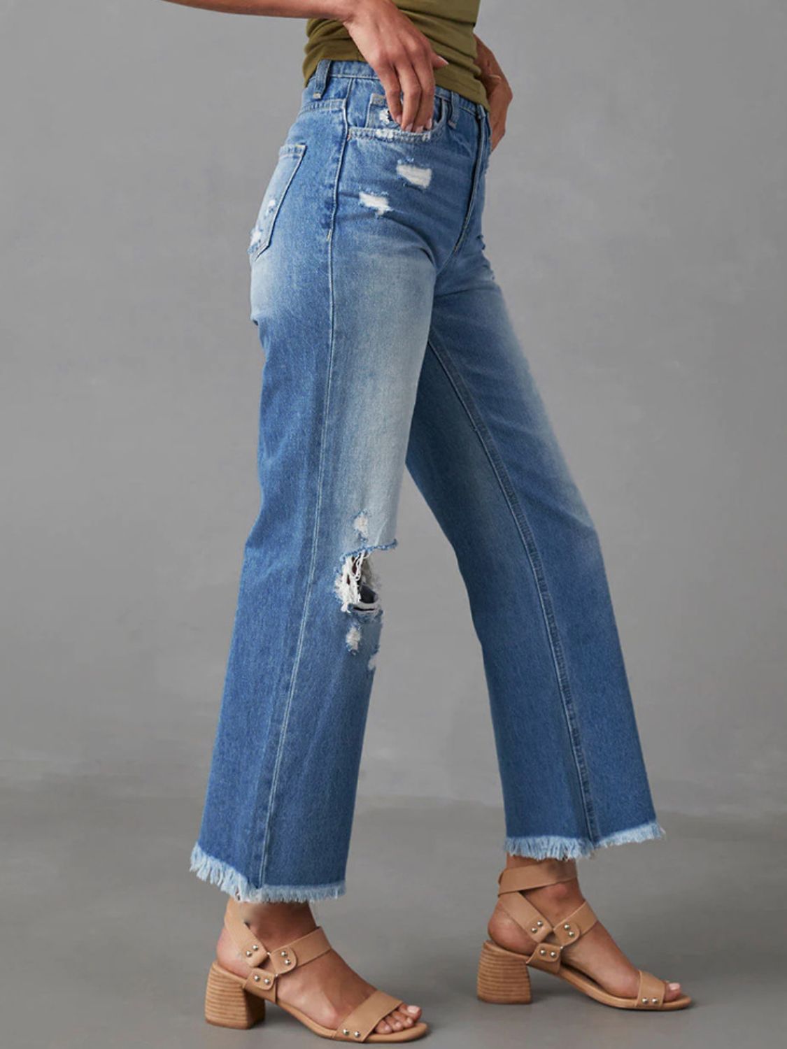 Karlita Raw Hem Jeans with Pockets