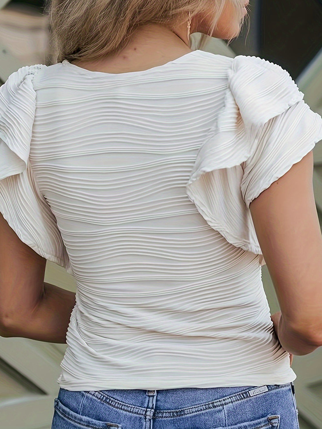 Ruffled Cap Sleeve Blouse