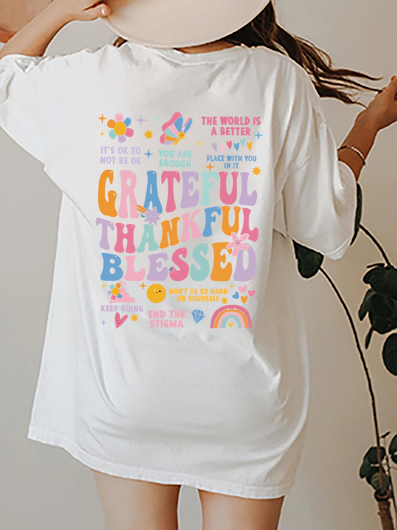 Grateful Thankful Blessed Short Sleeve T-Shirt