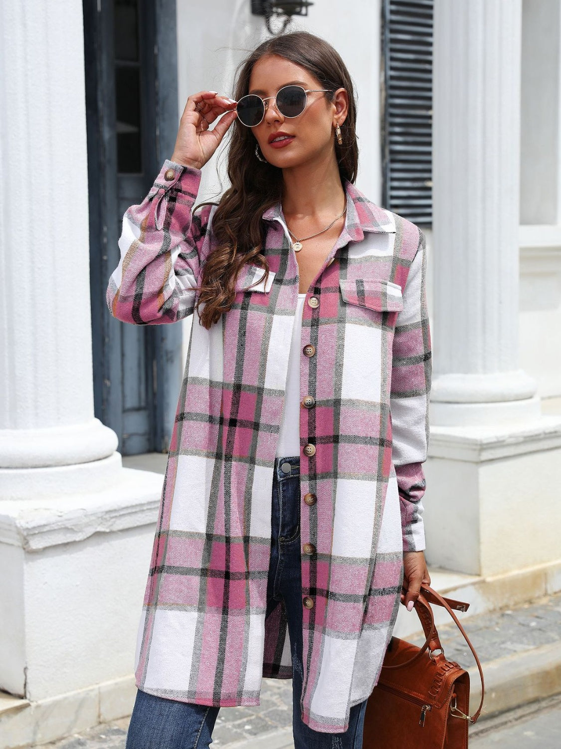 Plaid Belted Flannel Top