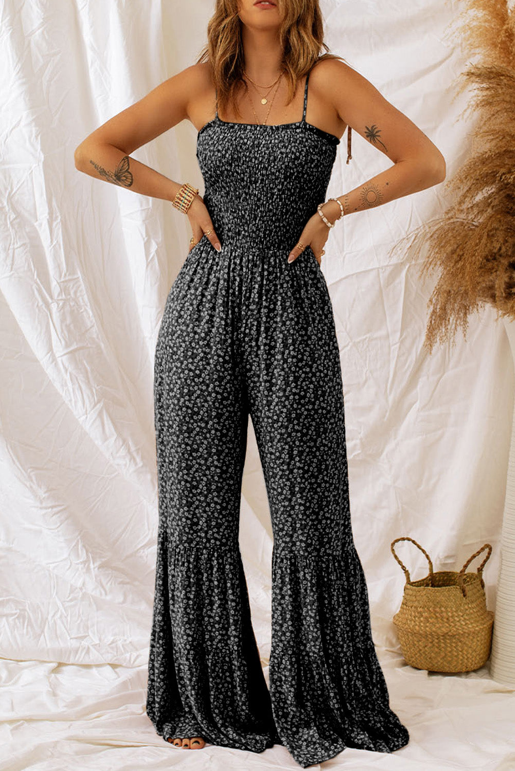 Floral Spaghetti Strap Jumpsuit