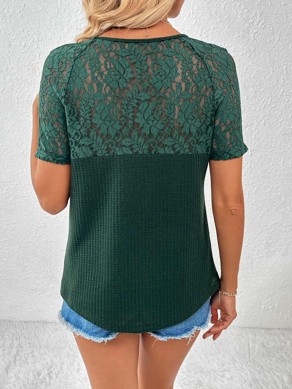 Lace Detail V-Neck T-Shirt