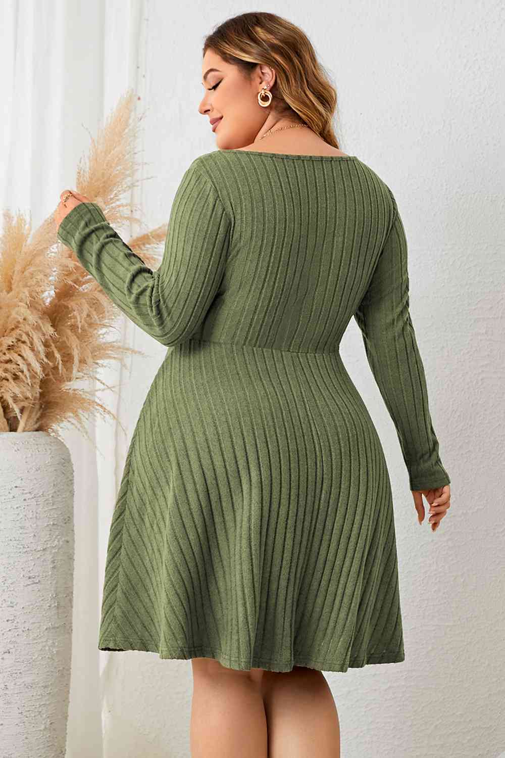 Curve Sweetheart Neck Ribbed Dress