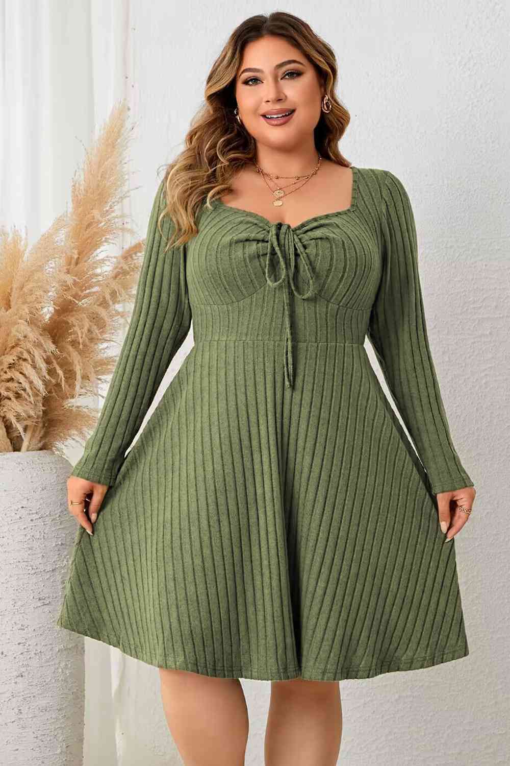 Curve Sweetheart Neck Ribbed Dress