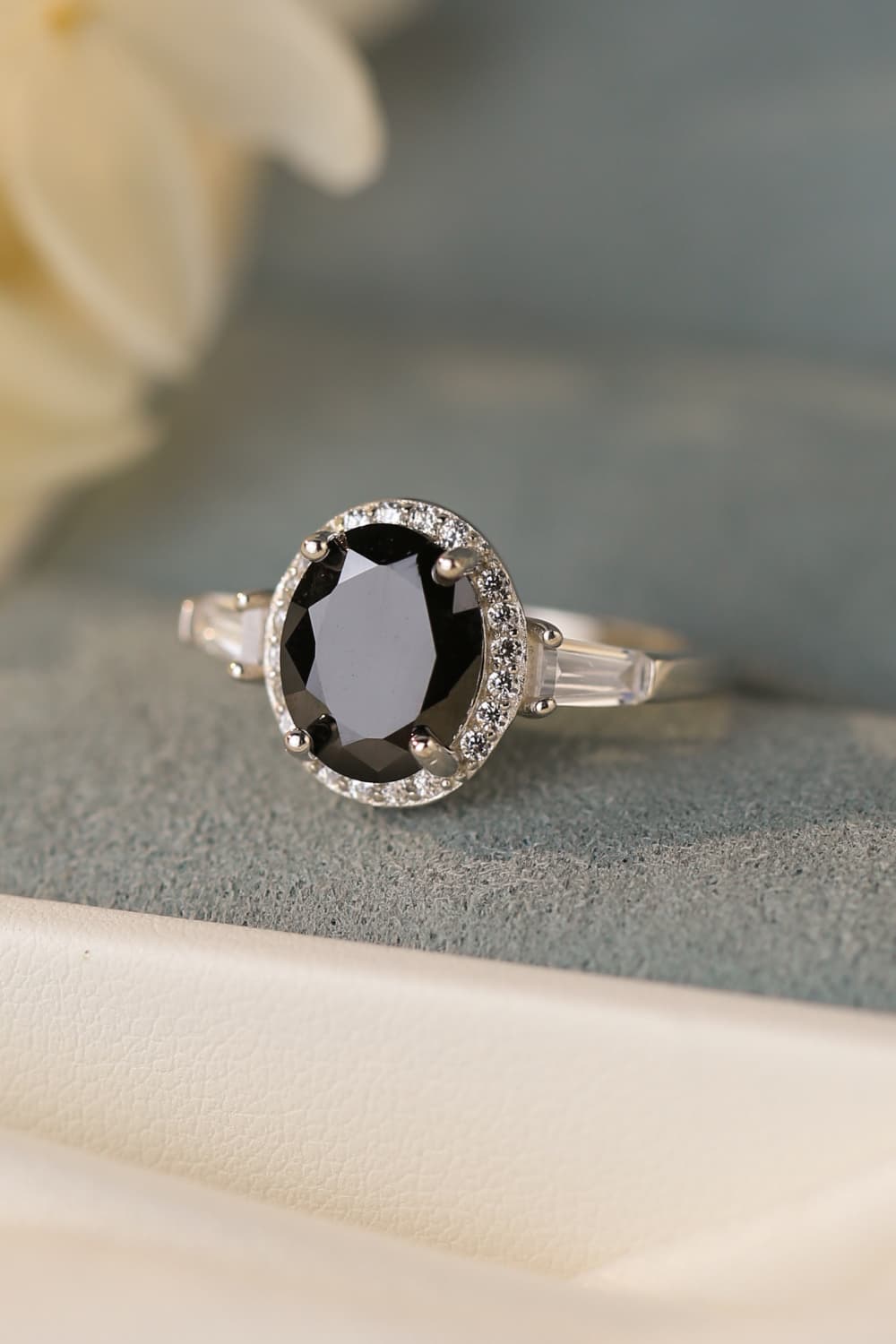 Black Agate Halo Ring - Tangerine Goddess