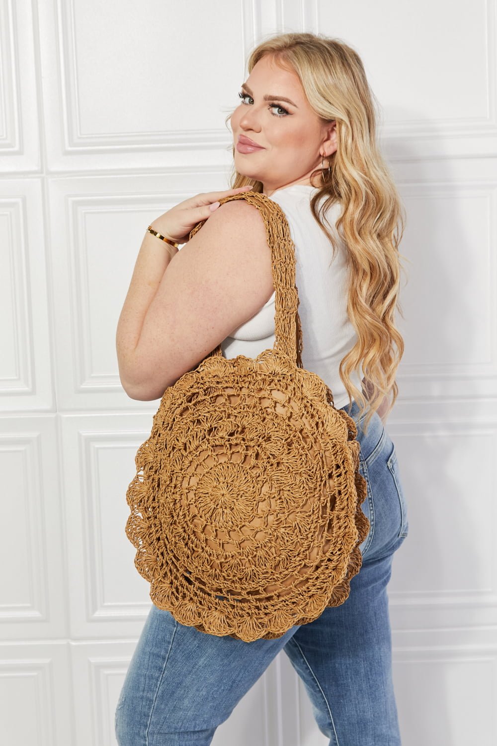 Brunch Time Straw Rattan Handbag - Tangerine Goddess