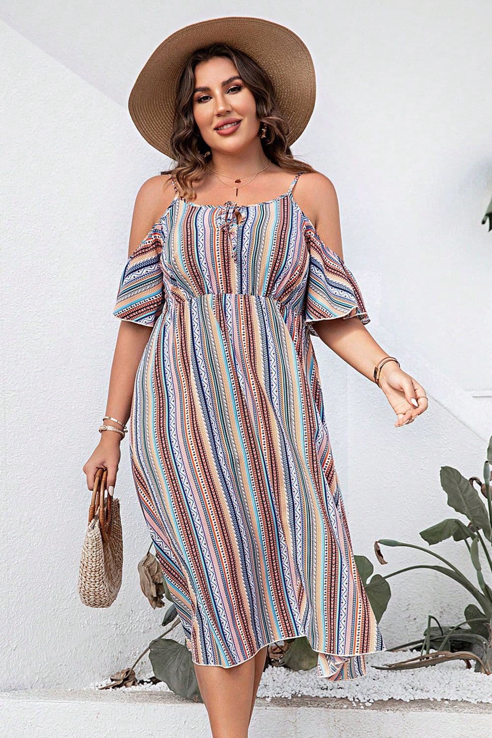 Curve Cold-Shoulder Dress - Tangerine Goddess