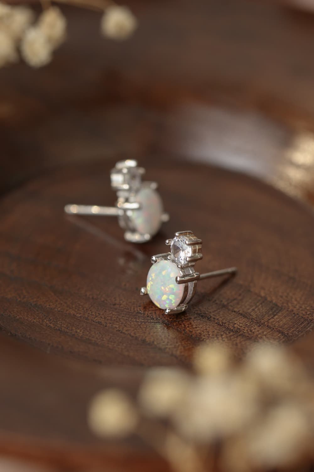 Double Stone Opal Stud Earrings - Tangerine Goddess