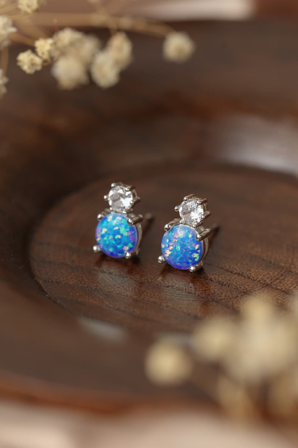 Double Stone Opal Stud Earrings - Tangerine Goddess