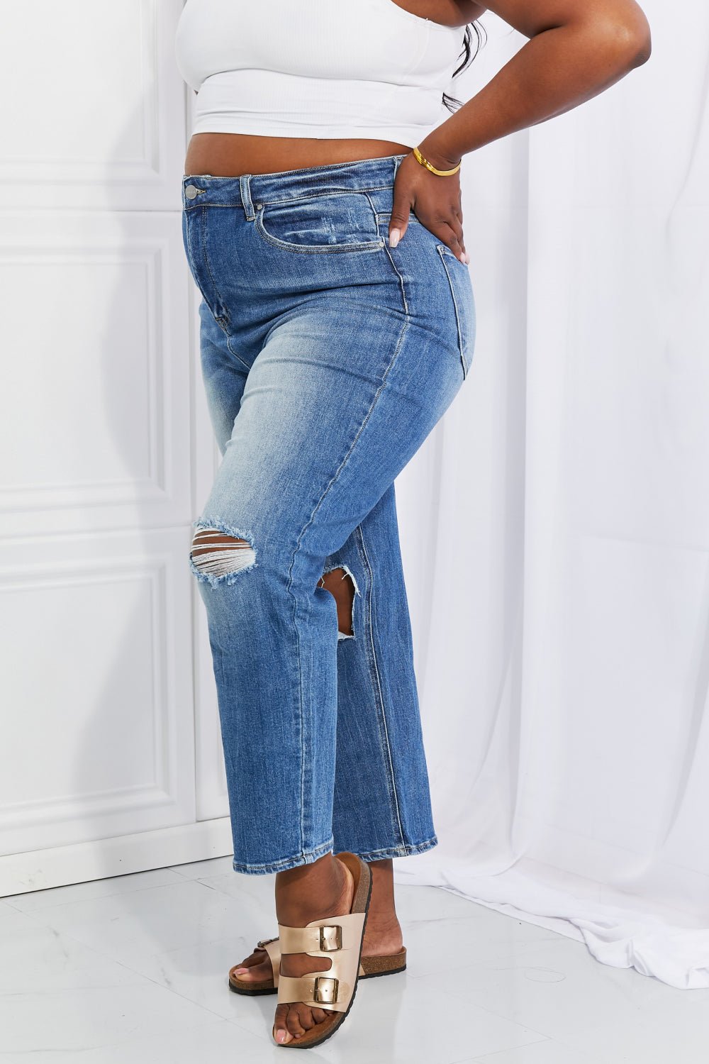 Emily High Rise Relaxed Jeans - Tangerine Goddess