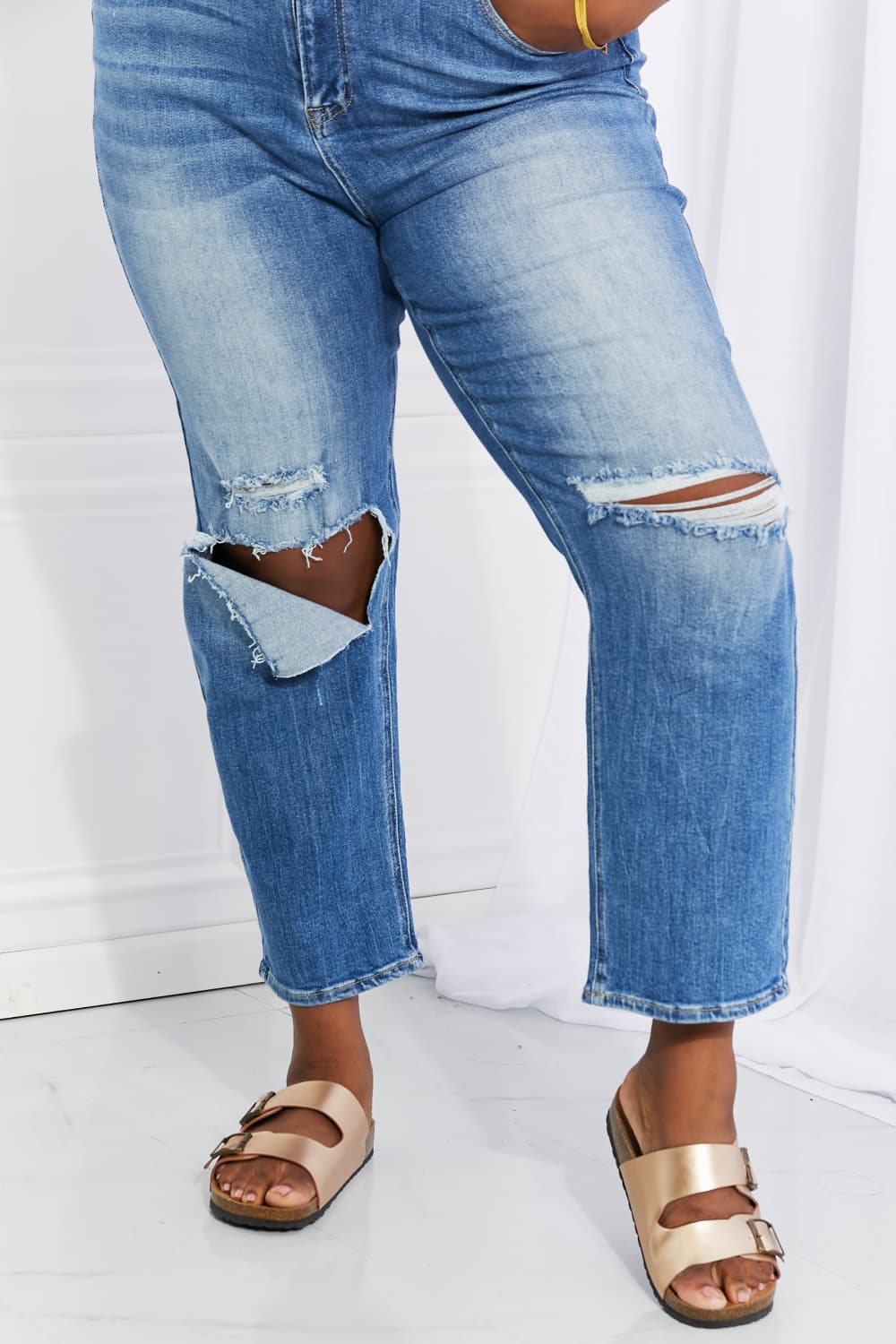 Emily High Rise Relaxed Jeans - Tangerine Goddess