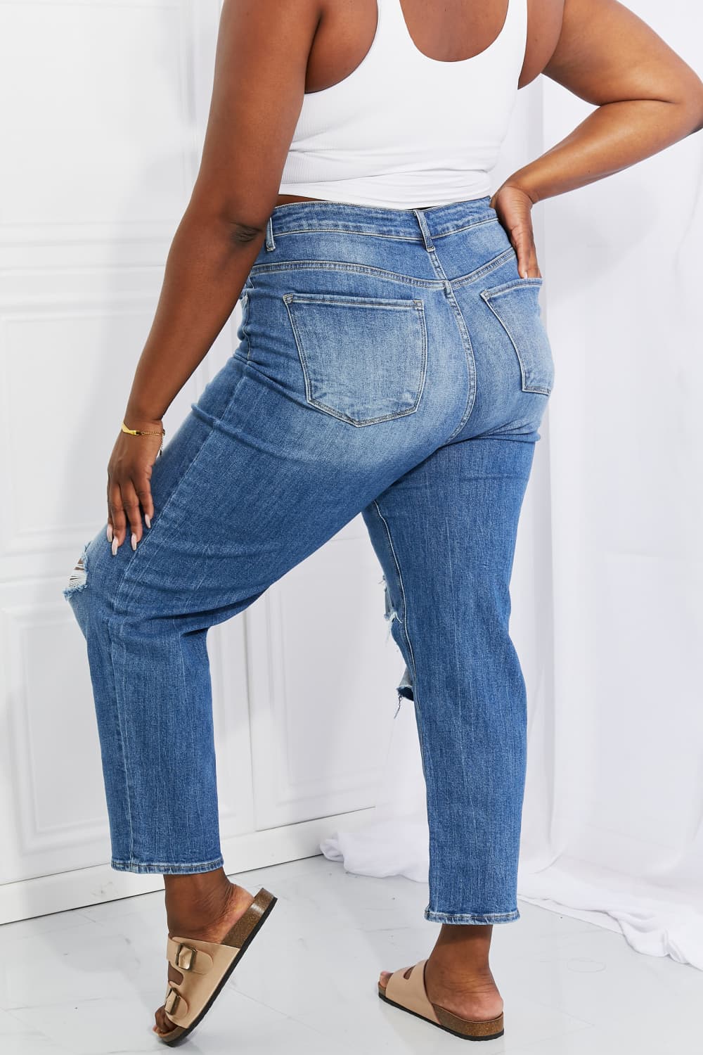 Emily High Rise Relaxed Jeans - Tangerine Goddess