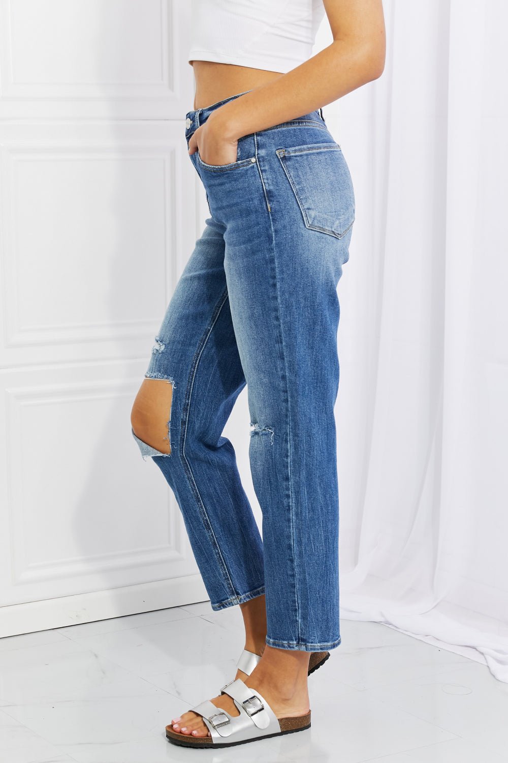 Emily High Rise Relaxed Jeans - Tangerine Goddess