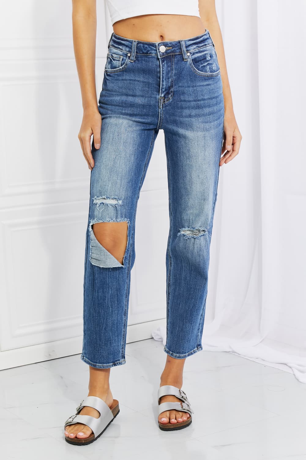 Emily High Rise Relaxed Jeans - Tangerine Goddess