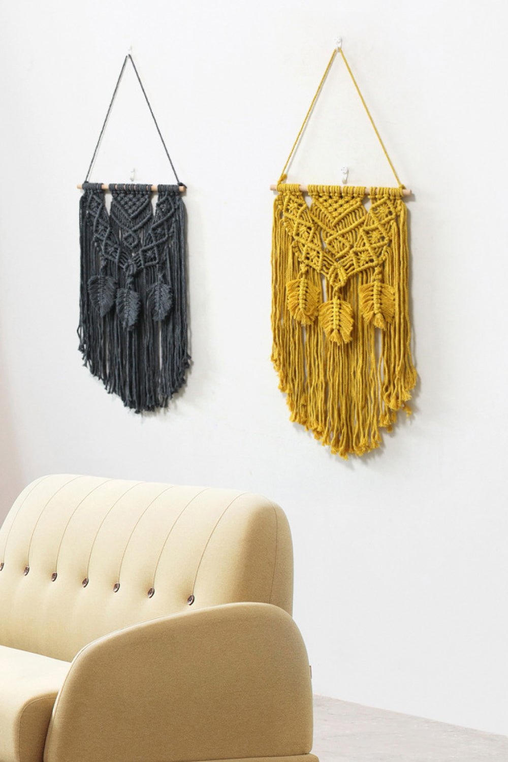 Fully Handmade Fringe Macrame Wall Hanging - Tangerine Goddess