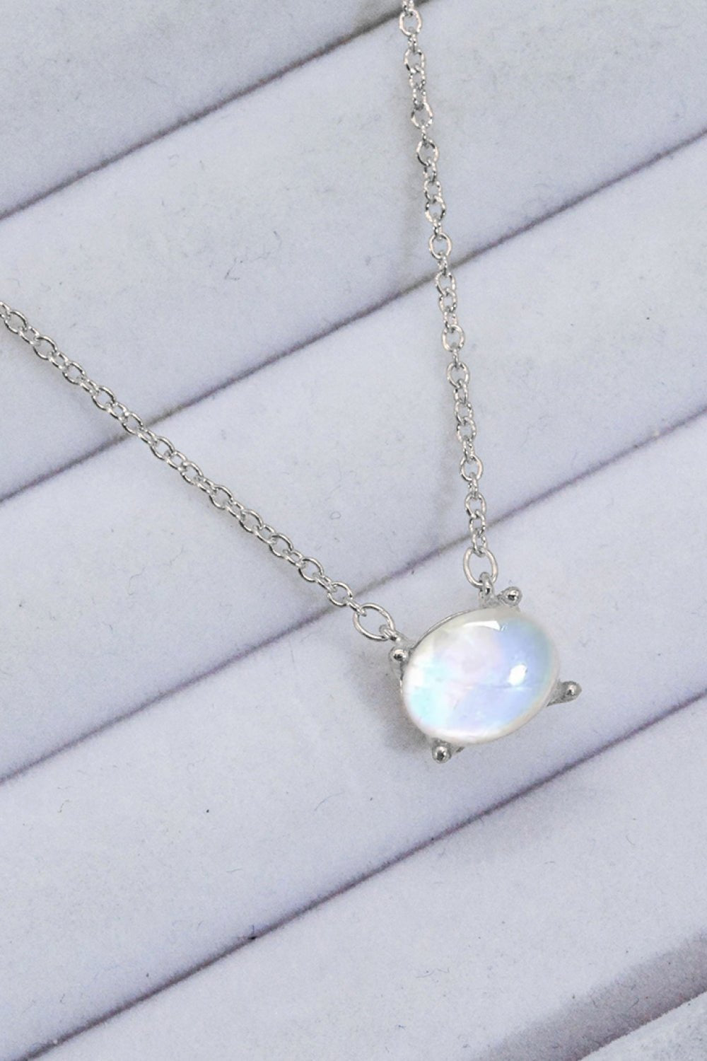 Geometric Moonstone Pendant Necklace - Tangerine Goddess