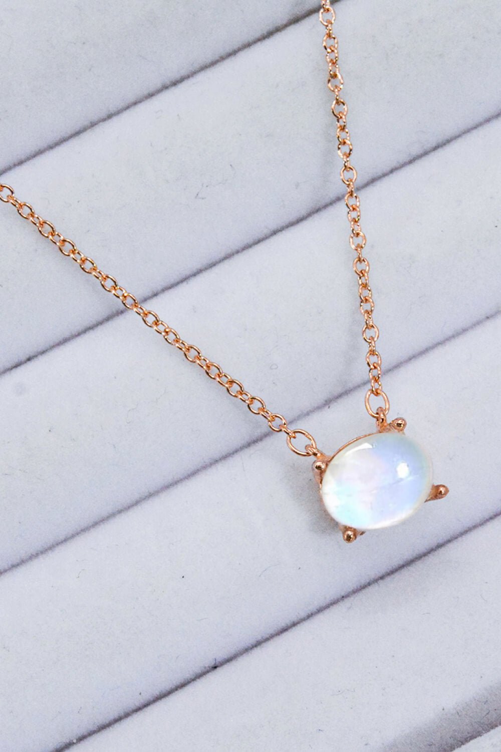 Geometric Moonstone Pendant Necklace - Tangerine Goddess