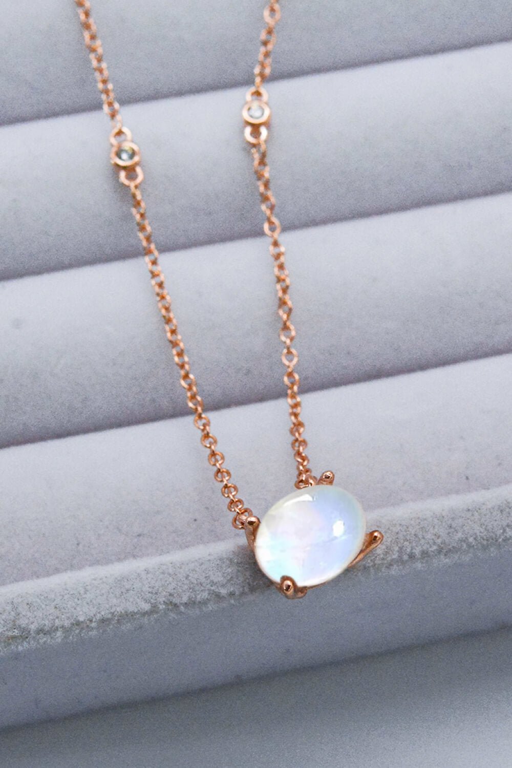 Geometric Moonstone Pendant Necklace - Tangerine Goddess