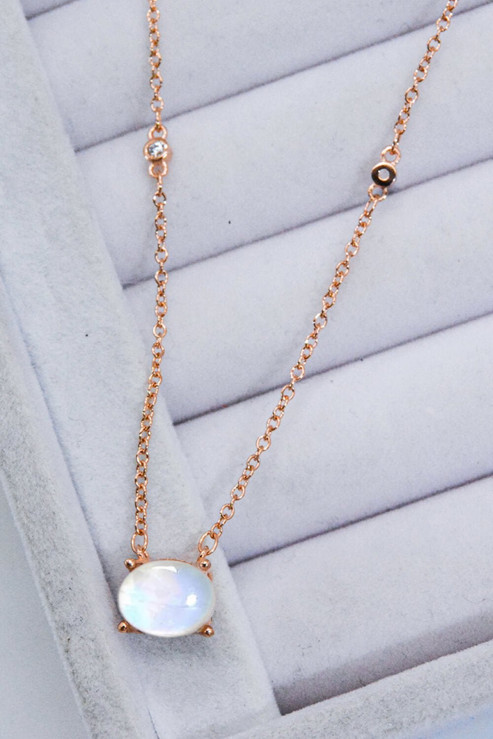 Geometric Moonstone Pendant Necklace - Tangerine Goddess