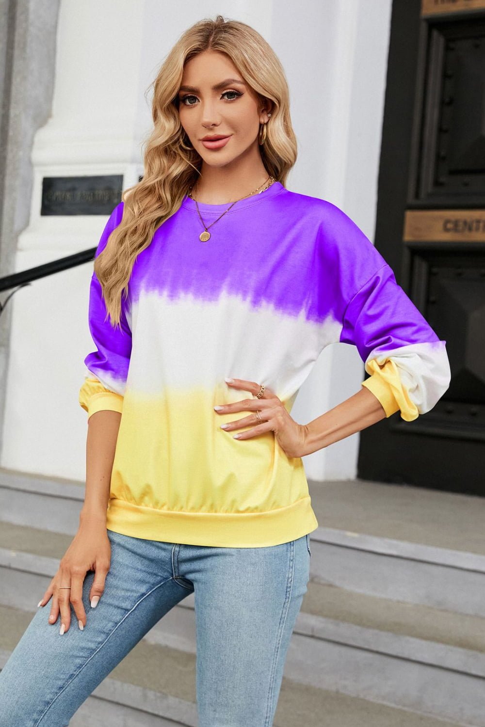 Gradient Long Sleeve Sweatshirt - Tangerine Goddess