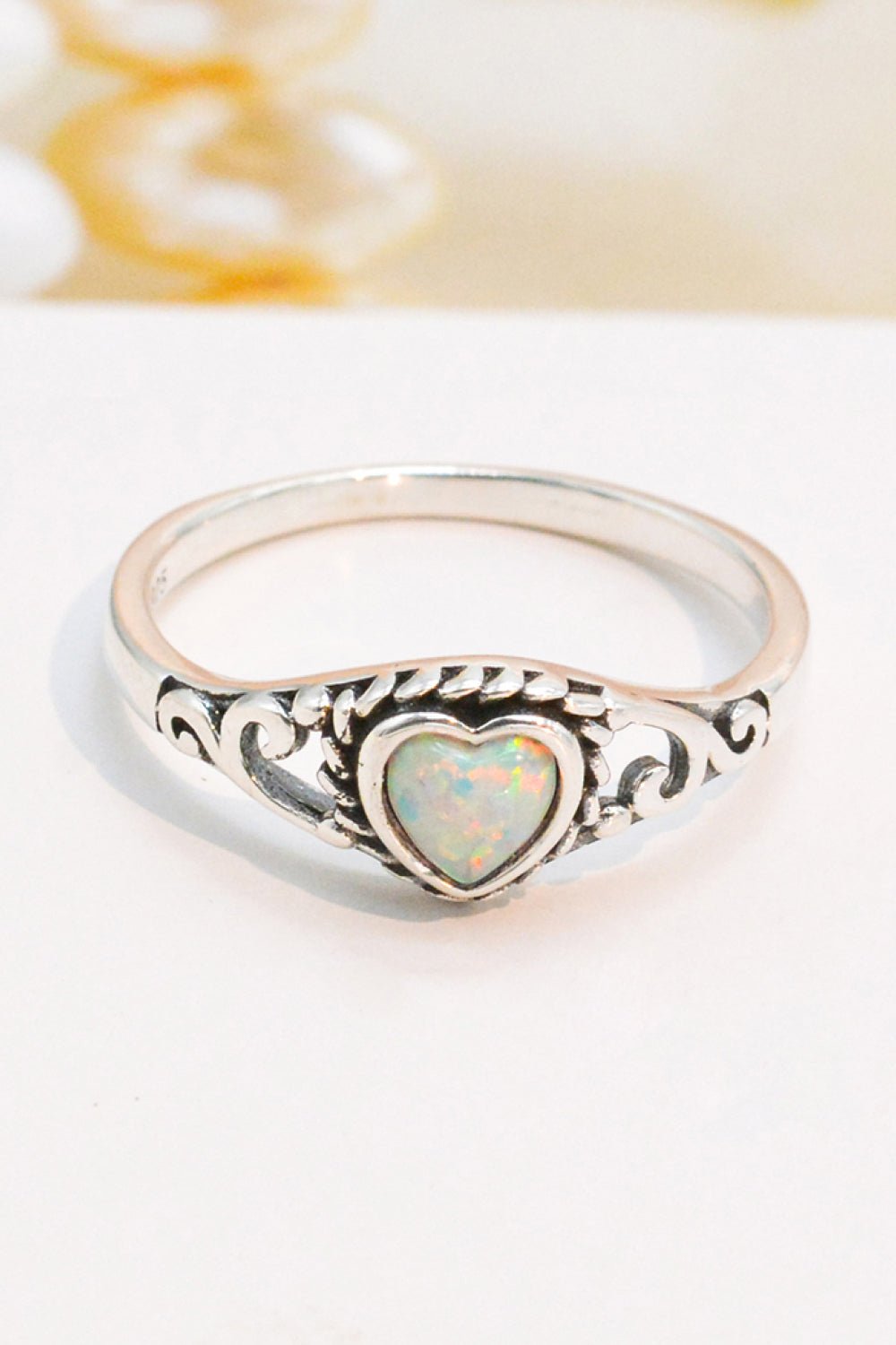 Heart-Shape Opal Ring - Tangerine Goddess