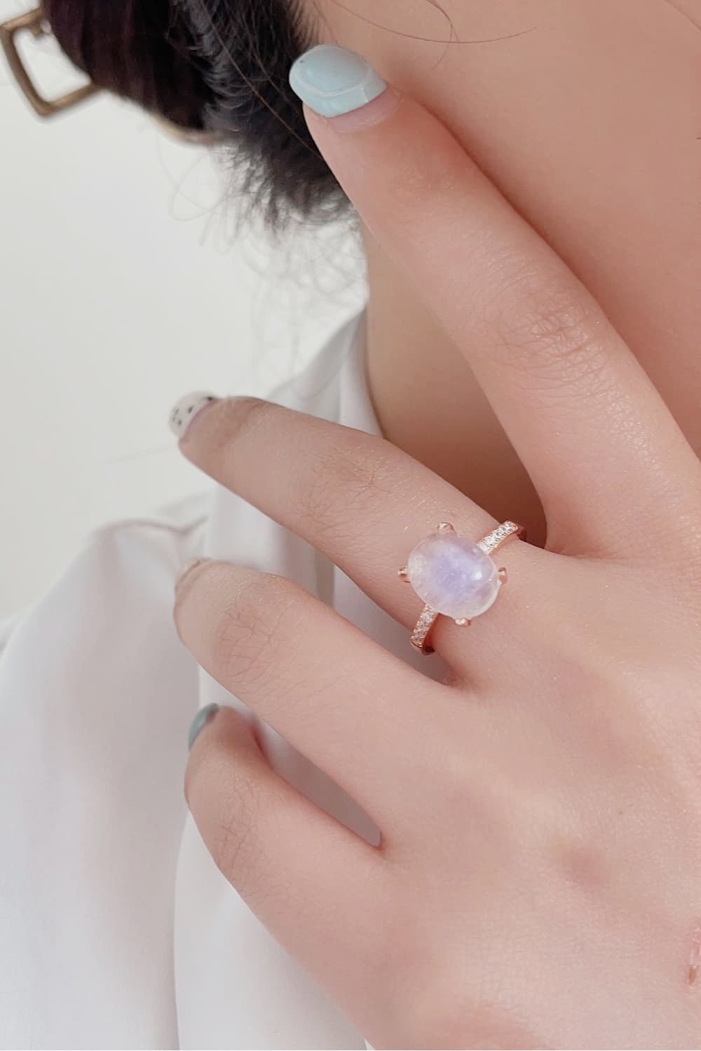 Large Oval Moonstone Ring - Tangerine Goddess