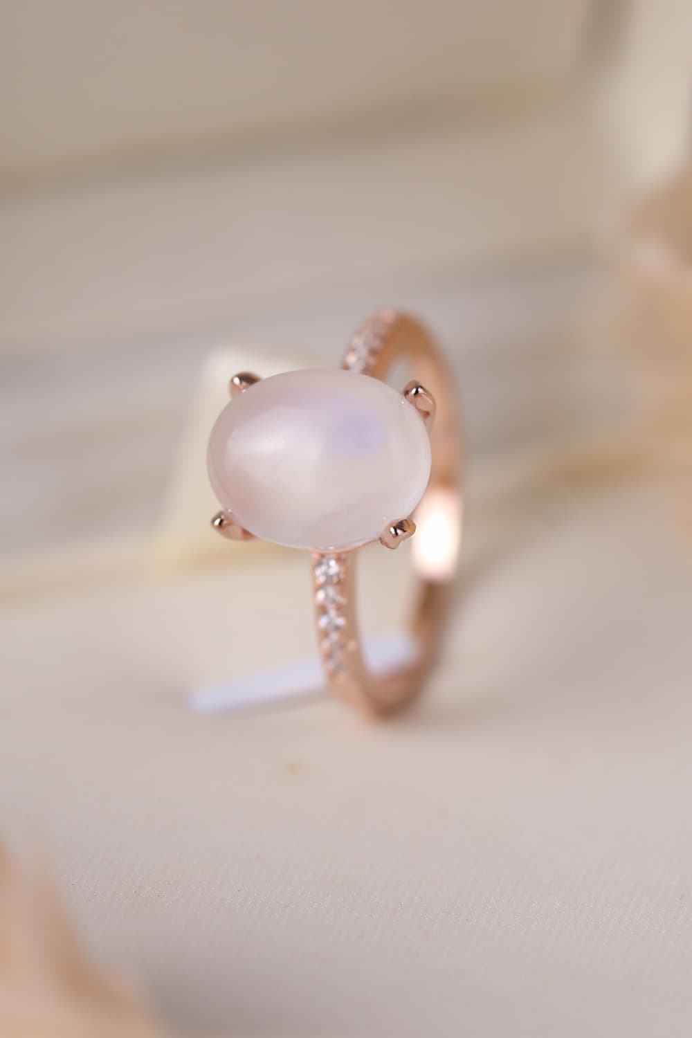 Large Oval Moonstone Ring - Tangerine Goddess