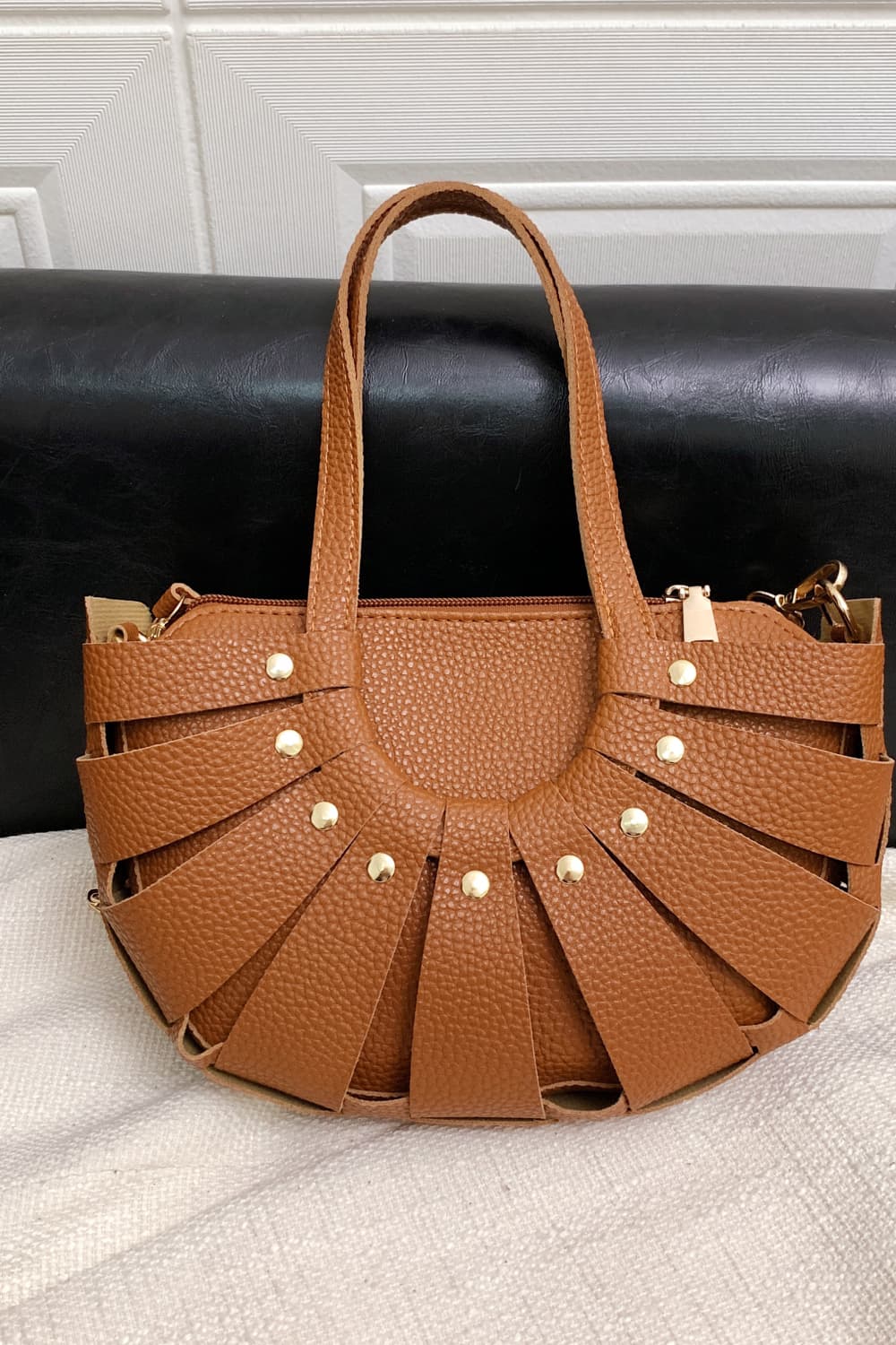 Layered Leather Handbag - Handbag Tangerine Goddess Caramel / One Size