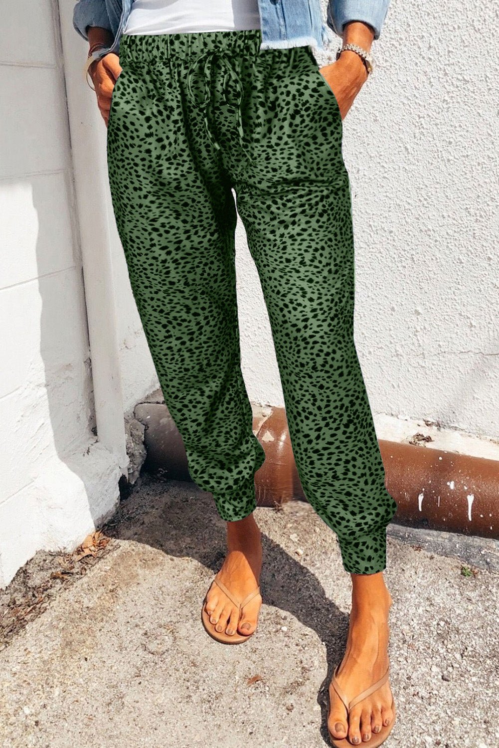 Leopard Print Joggers with Pockets - Joggers Tangerine Goddess Green / S