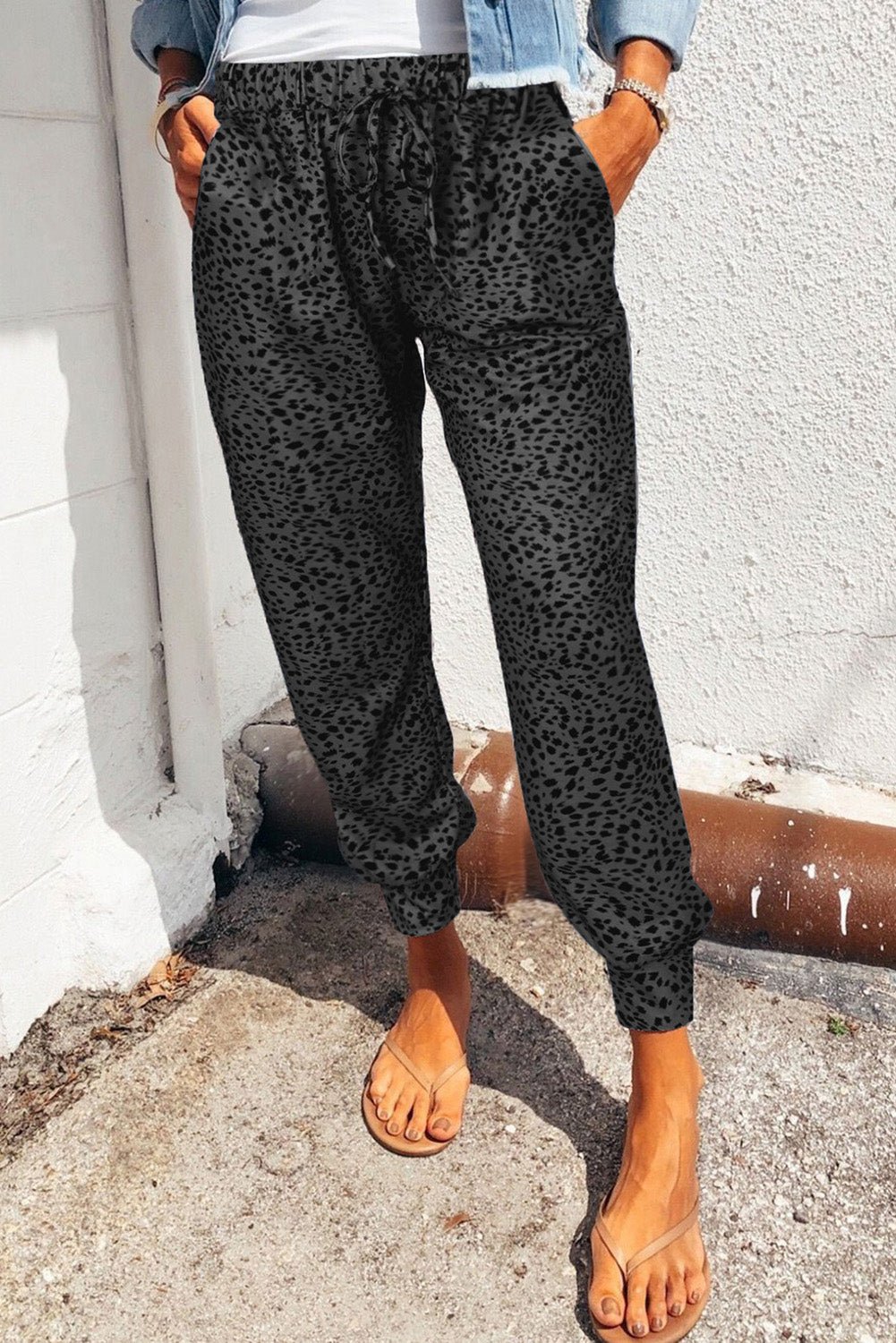 Leopard Print Joggers with Pockets - Joggers Tangerine Goddess Black / XL