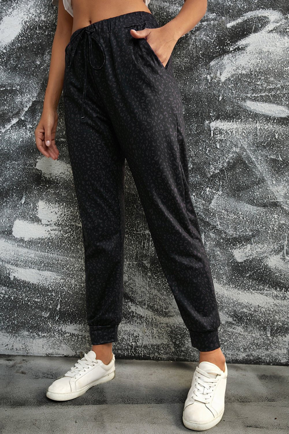 Leopard Print Joggers with Pockets - Joggers Tangerine Goddess Charcoal / S