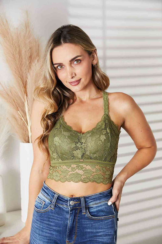 Olive Crisscross Lace Bralette - Tangerine Goddess