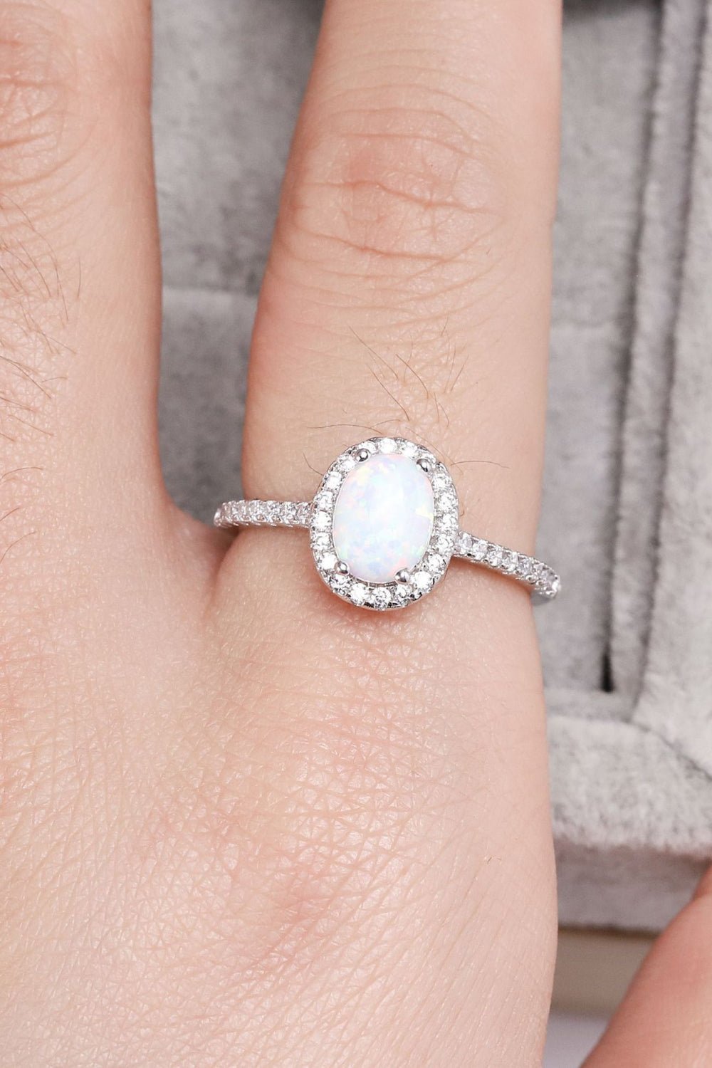 Opal Oval Halo Ring - Tangerine Goddess