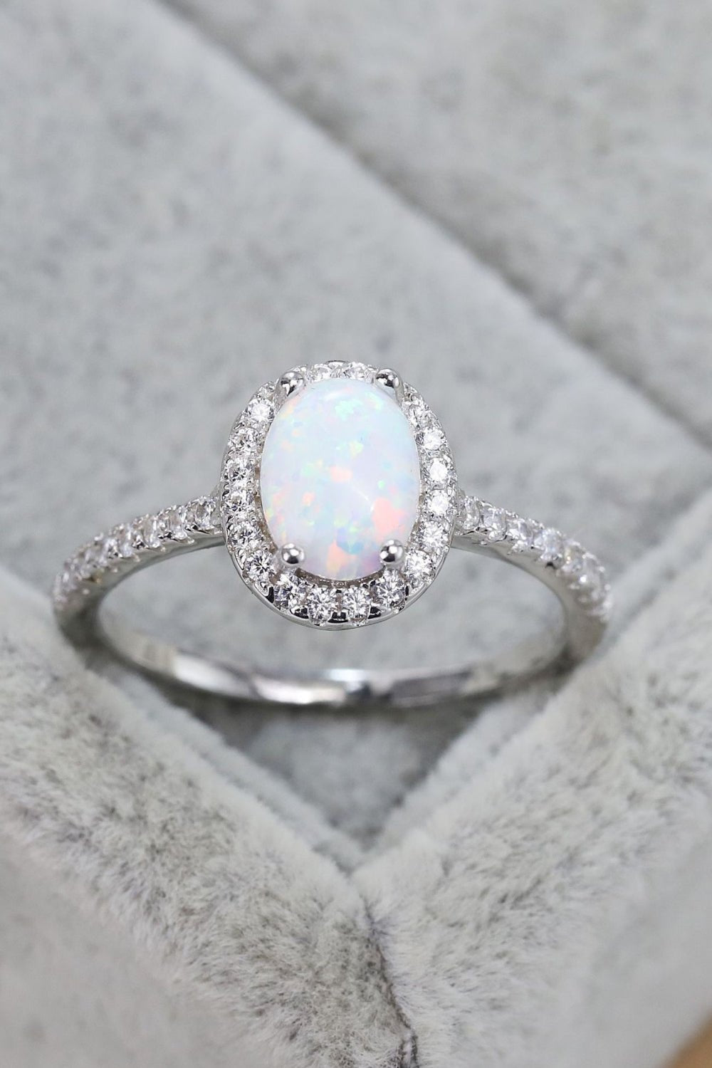 Opal Oval Halo Ring - Tangerine Goddess