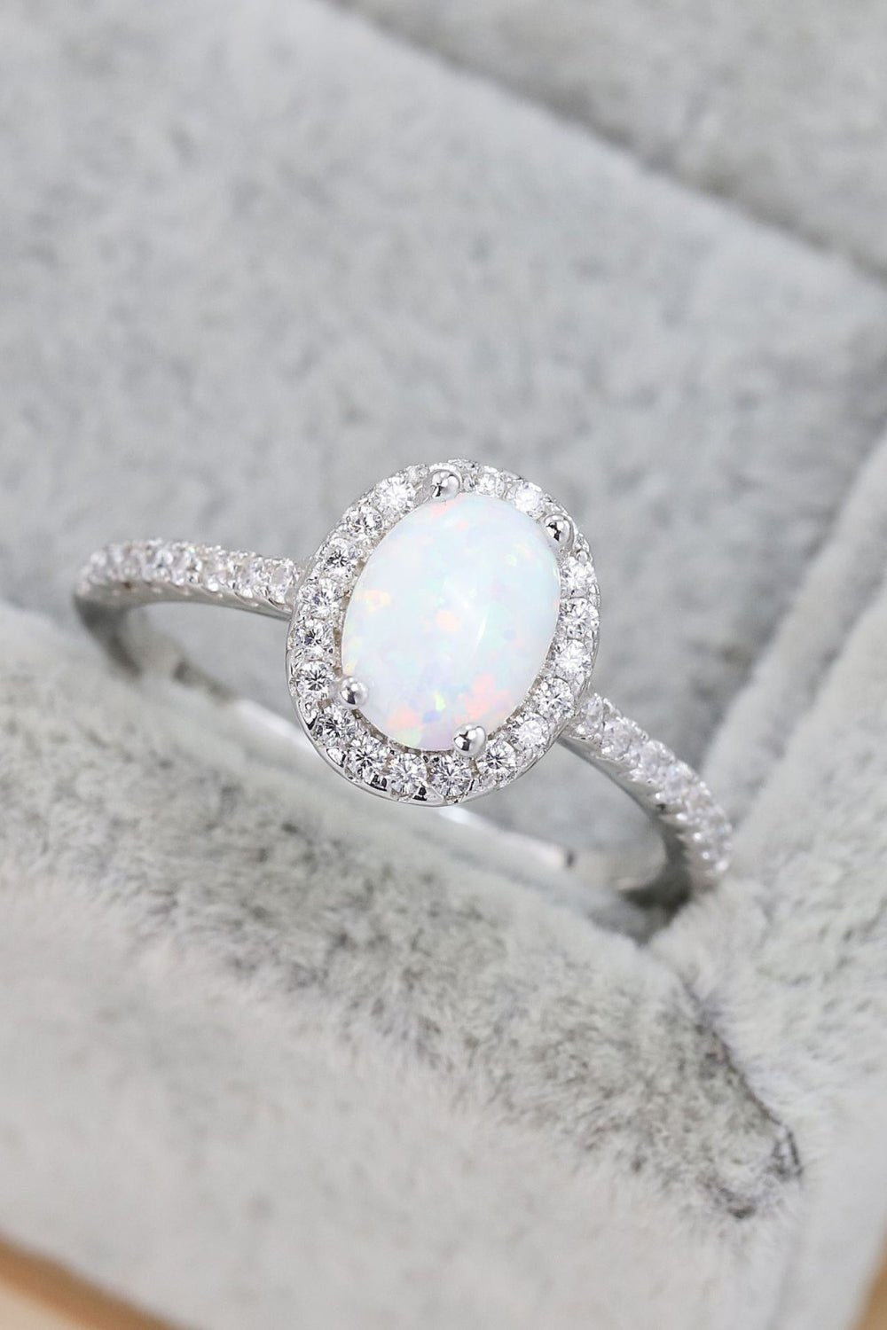 Opal Oval Halo Ring - Tangerine Goddess