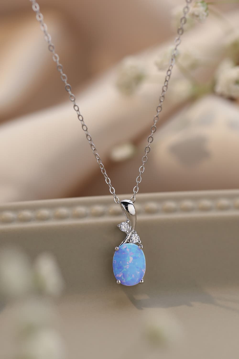 Opal Oval Pendant Necklace - Tangerine Goddess