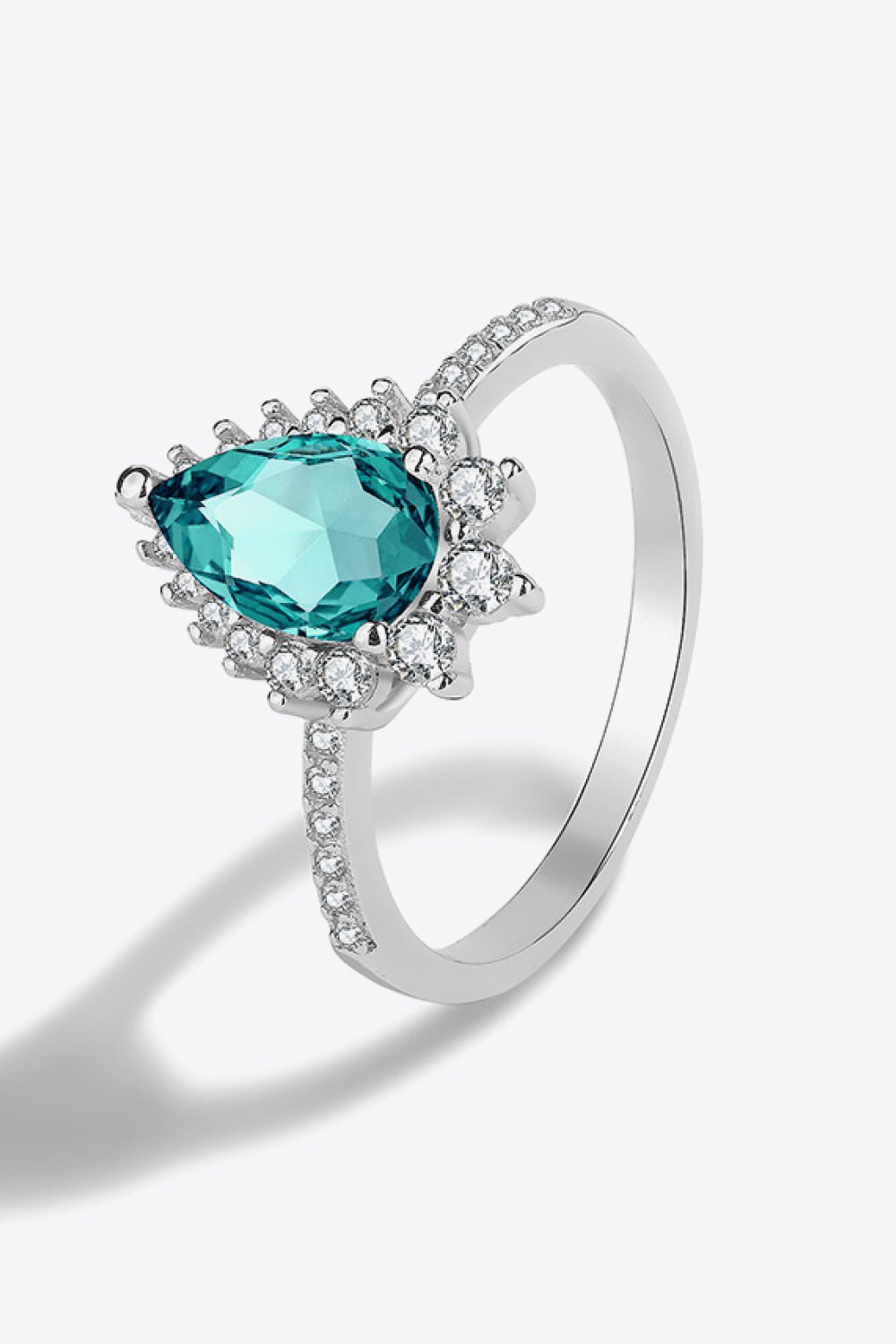 Paraiba Blue Zircon Pear Shape Ring - Tangerine Goddess