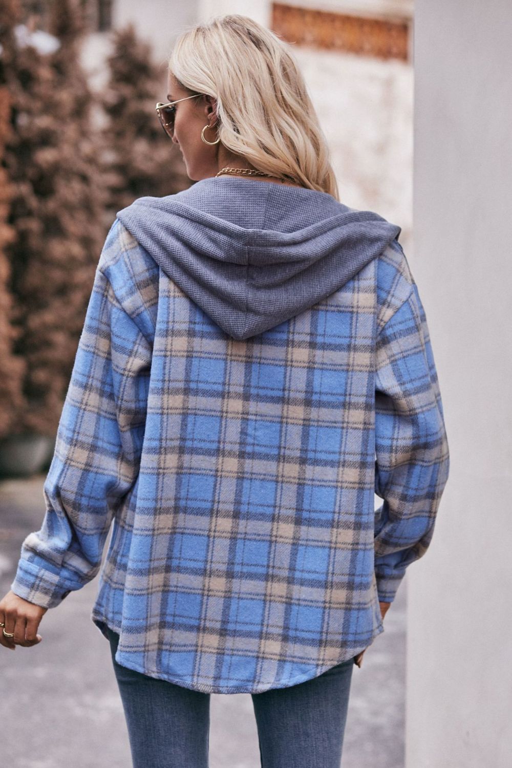 Plaid Hooded Jacket - Tangerine Goddess