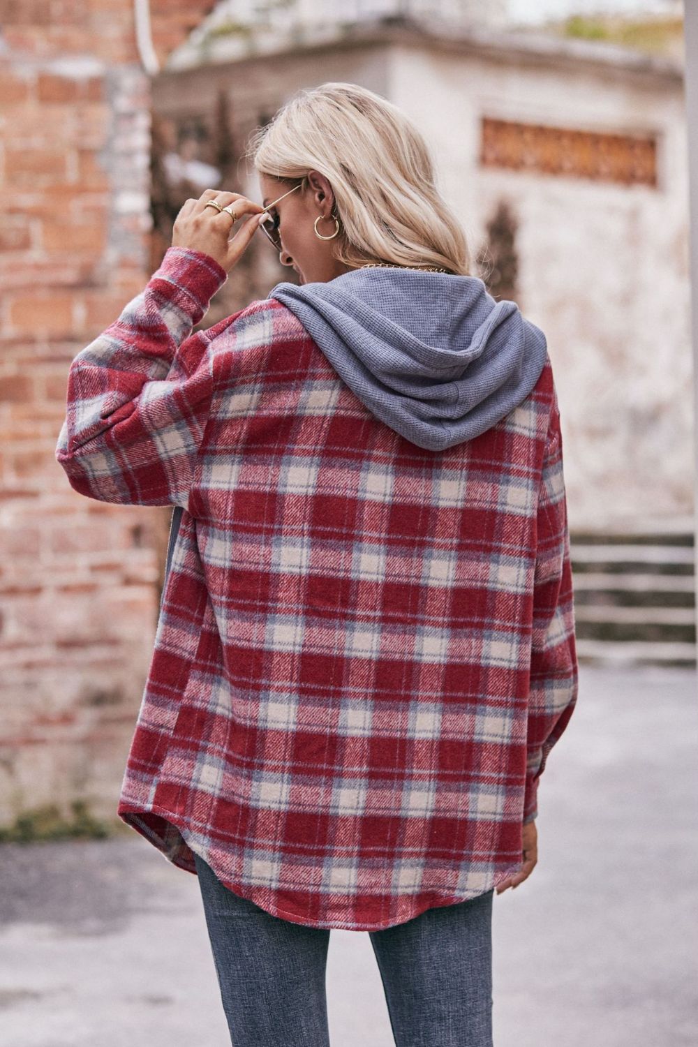 Plaid Hooded Jacket - Tangerine Goddess