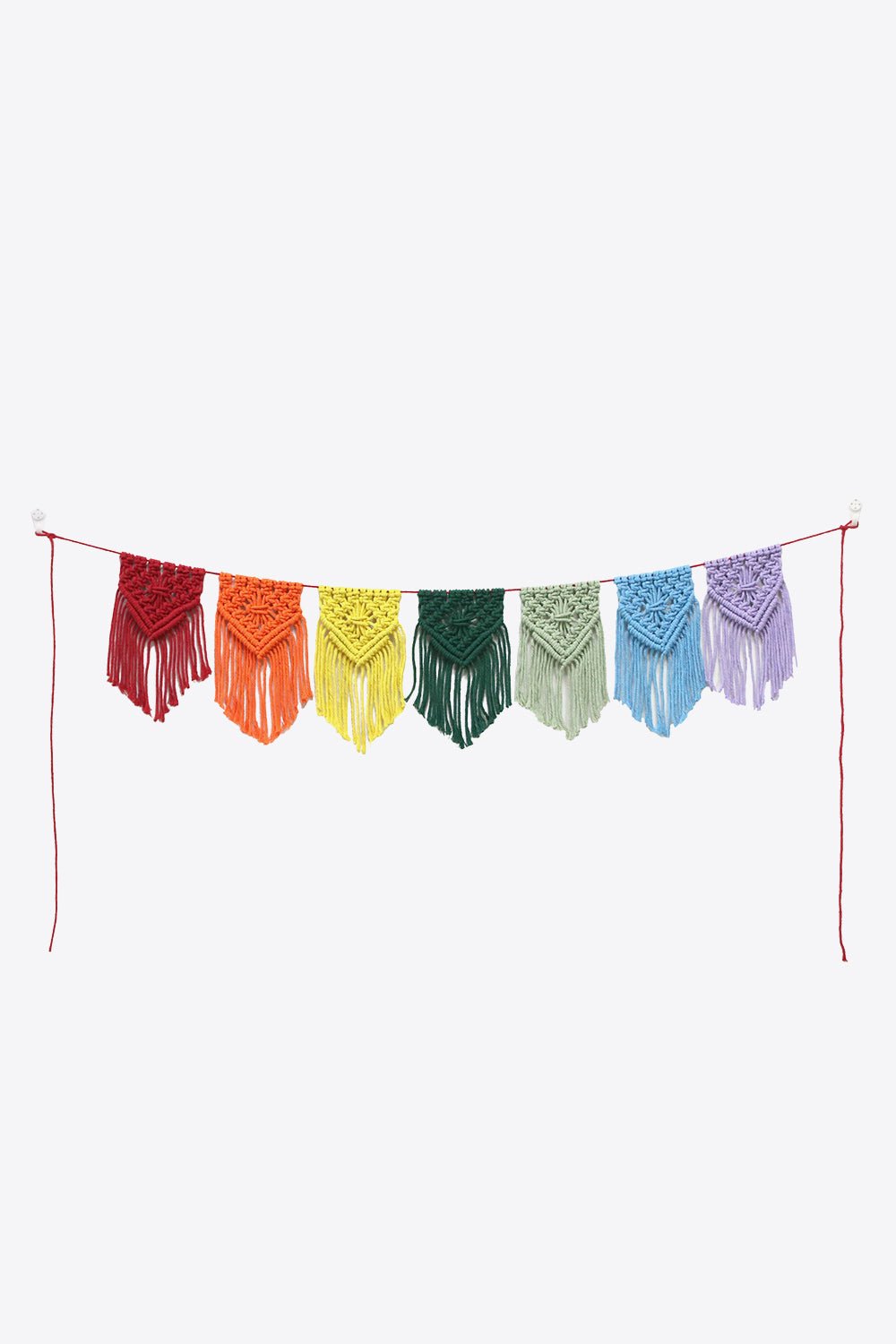 Rainbow Fringe Macrame Banner - Tangerine Goddess