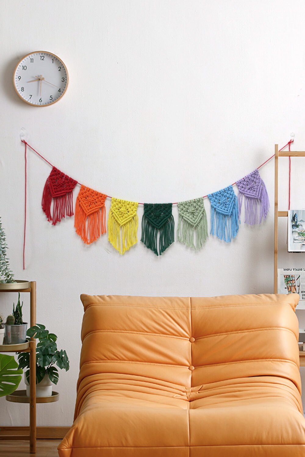 Rainbow Fringe Macrame Banner - Tangerine Goddess